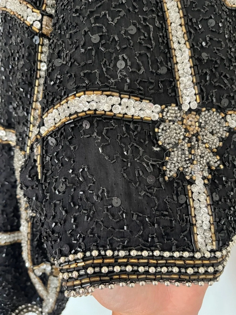 Vintage Embellished Black Sequin Cropped Jacket - Picture 6 of 16
